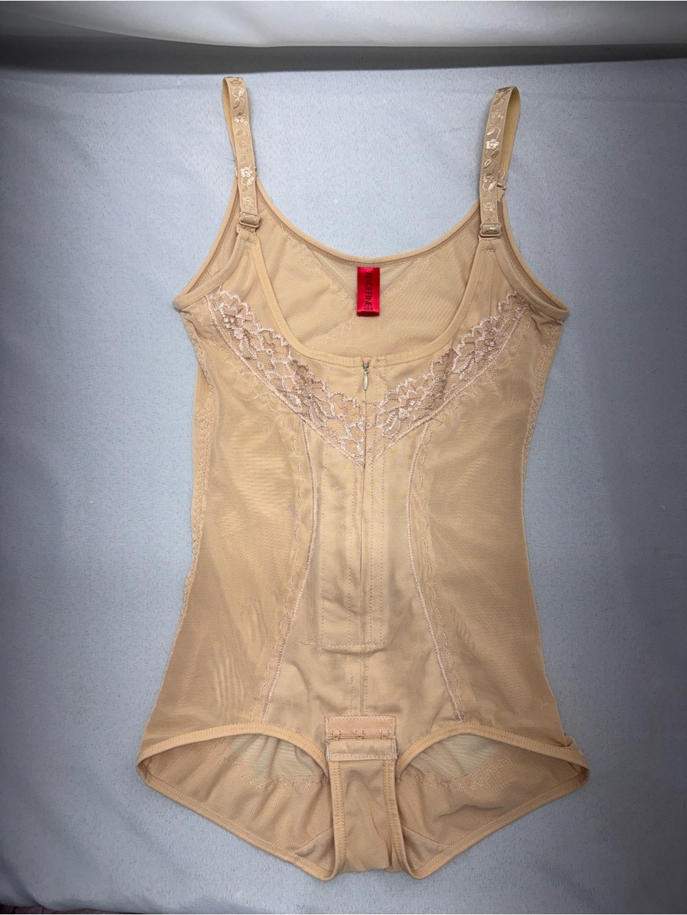 Re Define Shaping Bodysuit Nude Medium Adjustable Embroidered Mesh